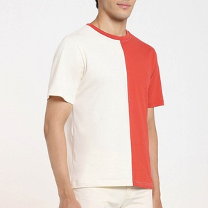 <b>Men's</b> Color Blocked Cotton T-Shirt Short Sleeve O-Neck Regular Fit Casual Solid Design Contrast Trim - Product Image 1
