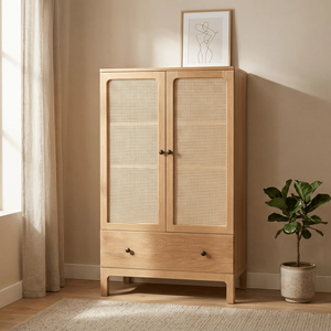 Armoire convertible en bois écologique et durable Altan, style scandinave, armoire en bois massif, finition naturelle - Product Image 1