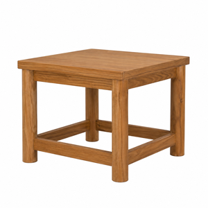 Table d'appoint carrée scandinave en teck massif avec pieds cylindriques – Meuble durable et écologique pour appartement, villa, école - Product Image 1