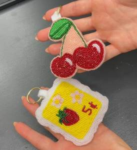 Handmade Eco-Friendly Embroidery Beaded <b>Keychain</b> Colorful Floral Beadwork Gift for Women - Product Image 5
