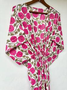 Robe kaftan sans manches en coton à imprimé tropical, décontractée, pour l'été, vêtement de plage pour femmes, vêtement de détente, Naaz Textile - Product Image 5