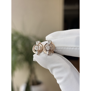 Modernos Pendientes de Oro Fino de 14K con Diseño de Triple Pera Circular y Circonitas Cultivadas en Laboratorio de 0.70 Ct, Certificados por IGI, Joyería de Lujo para Mujer - Product Image 3
