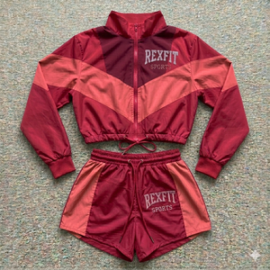 Rexfit Sports Factory Direct Mens <b>Reflective</b> Nylon Sports <b>Jacket</b> and Shorts Set Tracksuit Set Wholesale - Product Image 2