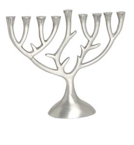 Support de bougie Menorah en aluminium en forme de branche d'arbre fait à la main Base en métal pour la décoration de fête, bureau et comptoir - Product Image 1