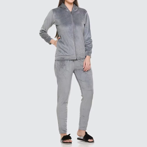 Women Velvet Tracksuit Full Zip Hoodie Jacket and Jogger Pants <b>Set</b> Cozy Winter <b>Loungewear</b> Activewear Wholesale - Product Image 2