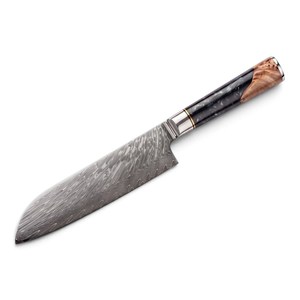 Cuchillo de Chef de Acero de Damasco de 7 Pulgadas con Mango de Madera, Cuchillo de Cocina Profesional, Cuchillo Afilado Hecho a Mano para Cortar Carne y Verduras - Product Image 2