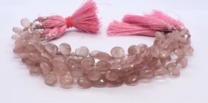 AAA Natural Pink Strawberry Faceted Heart Shape Briolette 8-9 MM Strawberry Gemstone <b>Beads</b> 8 Inch Faceted Pink Strawberry <b>Beads</b> - Product Image 6
