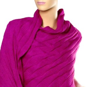 Pink Cable Knit <b>Wrap</b> <b>Shawl</b> Soft Warm Fashion Scarf Women Casual Winter Shoulder Cover Elegant Cozy Outerwear Accessory - Product Image 3