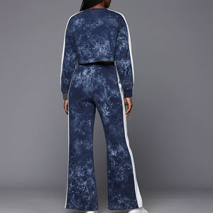 Custom Logo Women's <b>Tie</b> <b>Dye</b> 2 Piece Tracksuit <b>Set</b> Full Sleeve Knitted Sporty Casual All Seasons Side Stripe Joggers Crew Neck - Product Image 5