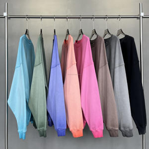 430GSM Heavyweight 100% Cotton men's hoodies/hoodies men Pullover Sweatshirts Acid Wash Distressed French Terry <b>Crewneck</b> - Product Image 1