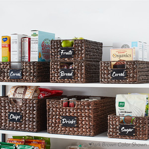Handcrafted Water Hyacinth Storage Basket Set Woven Pantry Basket Organizer <b>Bin</b> Perfect For Kitchen Counter Shelf Storage - Product Image 6