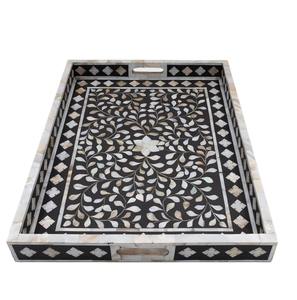 Bandeja de Servir Tallada con Incrustaciones de Madreperla, Diseño Moderno Multifuncional, Artesanía en Madera, Apta para Lavavajillas, Ideal para Bodas y Diwali - Product Image 2