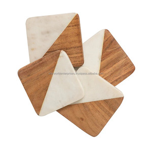 Posavasos de madera de acacia Bandeja posavasos de piedra Taza de bebida de madera de acacia Posavasos de madera para café Té Cerveza Logotipo personalizado - Product Image 4