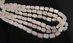 ลูกปัดมูนสโตนสีขาวทรงเหลี่ยมไม่สม่ำเสมอขนาด 9x13 มม. ลูกปัดพลอยมูนสโตนทรงเหลี่ยมขนาด 8 นิ้ว - Product Image 2