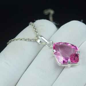 Pendentif Goutte d'Eau en Kunzite Rose Véritable, Collier Élégant en Argent Sterling 925, Cadeau Pierre de Naissance de Février - Product Image 5