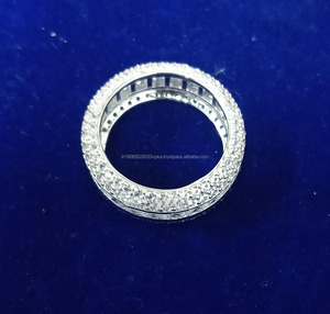 Moissanite Full <b>Eternity</b> Band <b>Ring</b> 925 <b>Sterling</b> <b>Silver</b> Rhodium Plated Princess Cut Channel Setting Unisex Wedding Jewelry - Product Image 3