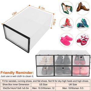 Organisateur de chaussures pliable transparent en PP, 6 pièces, anti-poussière, empilable, bac de rangement pour chaussures - Product Image 4