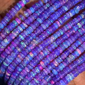 ลูกปัดโอปอลเอธิโอเปียสีลาเวนเดอร์ทรงรอนเดลล์ขนาด 3 มม. ถึง 5 มม. ลูกปัดพลอยโอปอลเอธิโอเปียสีม่วงเรียบเนียนสำหรับทำเครื่องประดับขายส่งจำนวนมาก - Product Image 2