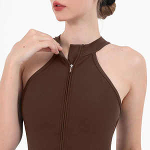 Women's High Waist Halter Jumpsuit Sleeveless Solid Color Zipper Front Tummy Control <b>Shapewear</b> Skinny Fit All Seasons - Product Image 2