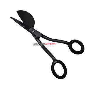 Tijeras de precisión tipo pico de pato negras de 6 pulgadas, manuales, de acero inoxidable alemán, para cirugía general, reparación de suelos y alfombras, y corte de tapetes. - Product Image 3