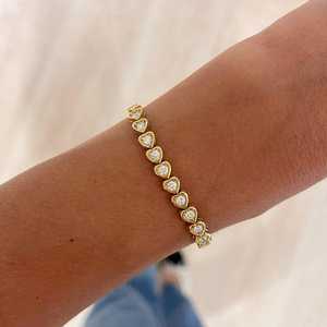 Heart Shape Round Lab Grown Diamond Tennis <b>Bracelets</b> Adjustable 6-7 in Bezel Set Minimalist Jewelry Wholesale 14k 18k <b>Solid</b> Gold - Product Image 2