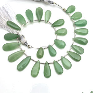 ลูกปัดควอตซ์สีเขียวธรรมชาติทรงหยดน้ำ เรียบเนียน คุณภาพพรีเมียม ทำด้วยมือ สำหรับทำเครื่องประดับ DIY สร้อยข้อมือ สร้อยคอ ต่างหู - Product Image 1