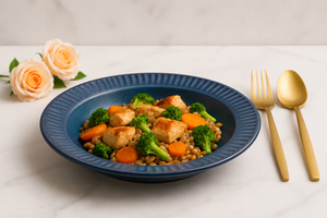 Luxury Stoneware Pasta & Salad <b>Plate</b> Premium Blue Fluted <b>Ceramic</b> Pasta <b>Plate</b> Stoneware Wide Rim Dinner Bowl - Product Image 4