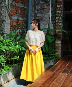 Vestido elegante de primavera y verano para mujer Falda informal con bolsillos Cintura transpirable y natural - Product Image 3