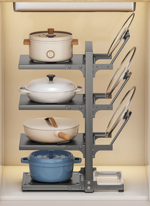 3 Tier Kitchen Storage Rack <b>With</b> <b>Lid</b> Organizer Freestanding Countertop Organizer For Pots <b>Pans</b> And Cookware Minimalist Design - Product Image 5