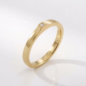 Anillo de Compromiso de Oro Sólido de 18K con Baño de Rodio y Grabado de Montaña con Diamantes para Mujer, Joyería Fina Minimalista de Lujo para Boda, Personalizable OEM - Product Image 1
