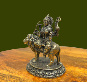 Handcrafted Brass Maa Durga <b>Statue</b> on Lion Hindu Goddess Idol Religious Home Temple Decor - Product Image 2