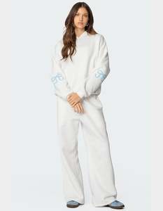 Pantalon décontracté large en coton et polyester personnalisé OEM DTF avec logo imprimé, pantalon de détente, streetwear tendance pour femmes - Product Image 5