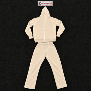 Conjunto Deportivo Beige para Hombre, Sudadera con Cierre Completo y Pantalones Jogger, Dos Piezas, Ropa Casual Deportiva, Estilo Urbano, Suave - Product Image 5