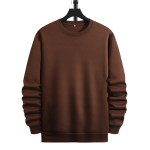 Sudadera de Hombre Marrón con Cuello Redondo, Corte Regular, Tejida, Casual, de Color Sólido y Manga Larga - Product Image 3