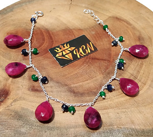 Bracelet statement fait main en argent sterling avec rubis rouge naturel - Product Image 6