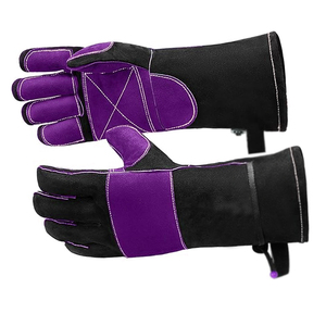 Gants de travail en cuir de vachette pleine fleur robustes, renforcés, résistants à la chaleur, pour la cuisson, le barbecue, la sécurité des mains, pour soudeurs - Product Image 3