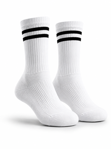 <b>White</b> Crew Woven Eco-Friendly Breathable Anti-Bacterial Quick Dry Sports <b>Socks</b> <b>Men's</b> Running Basketball Soccer Football Training - Product Image 1