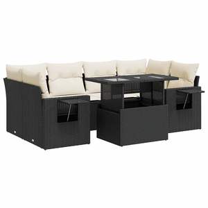 Ensemble de canapés de jardin en rotin PE noir avec pieds réglables, confortable et élégant, mobilier d'extérieur - Product Image 2