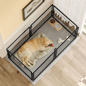 Gabbia per Animali Domestici di Grandi Dimensioni per Interni, Recinto per Cani di Taglia Media 162 cm, Box in Acciaio Nero con Tetto 87 cm x 80 cm x 80 cm - Product Image 6