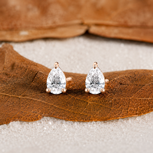 14K Yellow Gold Pear <b>Stud</b> <b>Earrings</b> with Lab Grown Diamond VS-VVS Clarity-Wedding Anniversary & Gift Jewelry - Product Image 1