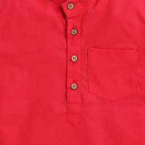 Polka Tots Half Sleeve Short Kurta Floral Patte et roll over loop-Rose - Product Image 3