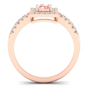 Bague REYES en or massif 14 carats de haute qualité avec pierre précieuse Morganite taille princesse 0,31 carat pour femme, certifiée GRA, bijoux fins en Moissanite - Product Image 4