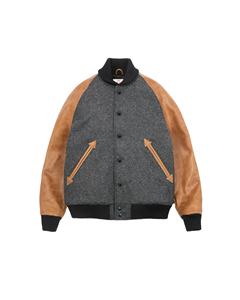 เสื้อแจ็คเก็ตวาร์ซิตี้ แขนหนังสีแทน ผู้ผลิต รับทำโลโก้ ปักคุณภาพสูง ตกแต่งด้วยผ้าปะติด  สไตล์สตรีทแวร์ เสื้อแจ็คเก็ตทีมสำหรับฤดูหนาว - Product Image 1