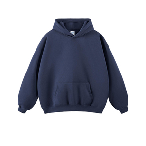 Sudadera con Capucha Extra Grande para Hombre, Color Negro Sólido, Felpa, Informal, para Otoño, Corte Regular, Diseño con Bolsillo Tejido - Product Image 3