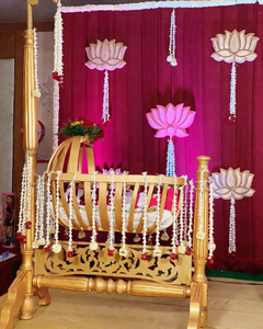 Cuna de Madera de Diseño de Lujo para Ceremonia de Bautismo de Bebé, Cuna de Madera Real India para Ceremonia de Namkaran, EE. UU. - Product Image 3