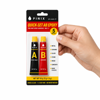 PINIX 5g+5g Résine Époxy Transparente Colle AB Adhésive Séchage Rapide en 5 Min Deux Composants pour Bijoux, Cristal, Artisanat, Réparation, Carte Blister