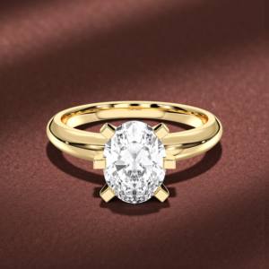 Anillo de Compromiso Solitario con Diamante Cultivado en Laboratorio de 2.70 Quilates, Corte Oval y Redondo, Color F-G/VS, Hecho en Oro Sólido de 14K para Mujer - Product Image 4