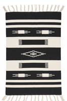 Tapis rectangulaire moderne en coton tissé et pelucheux, motif floral, 950 g/m², lavable en machine, réversible, noir et blanc, pour la maison, les voyages et les pique-niques