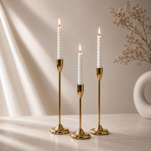 Modern <b>Brass</b> <b>Candlestick</b> <b>Holder</b> Set Durable Home Decoration Elegant Gold Finished Three Sizes for Table Centerpiece <b>Candlestick</b> - Product Image 4