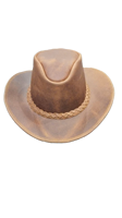 Cappello da Cowboy Australiano HS Brown in Vera Pelle, Stile Vintage Western Bush per Uomini e Donne